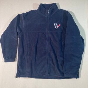 NFL Houston Texans Fleece Men's XL Navy Blue Full Zip Chest Logo‎ Zip Pockets